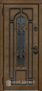 Утепленная входная дверь со стеклом №2 внутренняя - фото