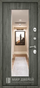 Серая входная дверь с зеркалом №20 внутренняя - фото